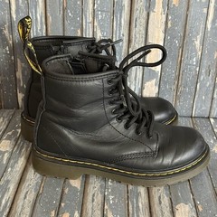DR. MARTENS Boots Youth Size 2 1460J Black Side Zip Lace-Up Combat