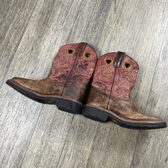 Dan Post Kids 13D Brown Pink Leather Western Cowboy Boots Square Toe