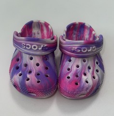 Crocs child size 4 Pink/ Purple/multicolor Marbled Classic Clogs Shoes