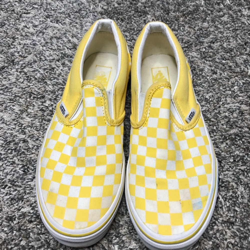 Vans Off The Wall Yellow/White Checker Pattern Youth Size: 4 Slide In Shoe