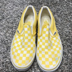 Vans Off The Wall Yellow/White Checker Pattern Youth Size: 4 Slide In Shoe
