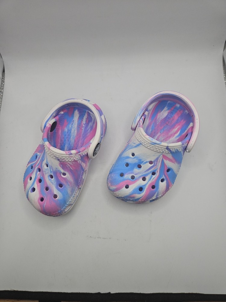 Crocs Classic Clog 206838 Unisex Marbled Pink Purple White Kids Toddler Size C4