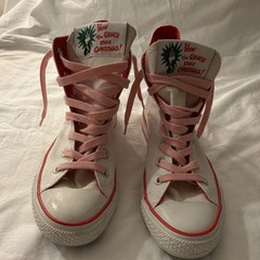 Converse Dr. Seuss Grinch High Top All Star Kids Shoes White Pink Red