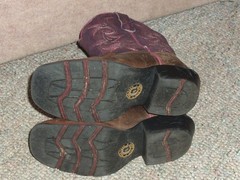 Youth brown/purple DAN POST leather upper square toe western boots , size 12.5 D