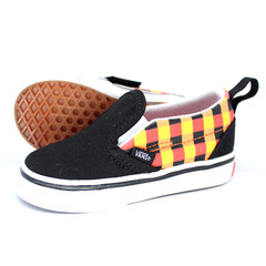 VANS TODDLER SLIP ON VELCROW SNEAKER TS 5 EUR 21 GLOW CHECKERBOARD BLACK MULTI