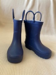 Lone Cone Navy Natural Rubber Cotton Lined Kids Rain Boots Size 5 Matte