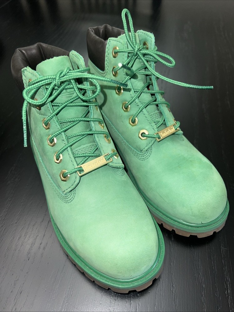 Timberland Premium 6 Inch Waterproof Nubuck Boots Celtic Green Boy’s Size 1 M