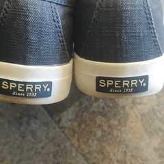 Sperry Crest Vibe Blue Linen Canvas Sneakers Kids Size 6 STS83236 Low Top Shoes