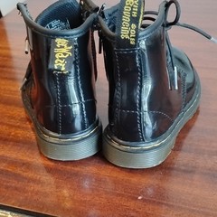 Dr. Martens Brookl Black Patent Leather Kids Combat Boots Size 8 US 24 EU