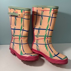 Hunter Kids Original Rock Tartan Boot Size 4 Girls (3 Boys) Rain Snow Waterproof