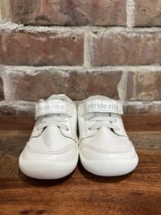 Stride Rite Munchkin Shoes Size 4M White Leather Lace Up Hook Loop, Quick Ship