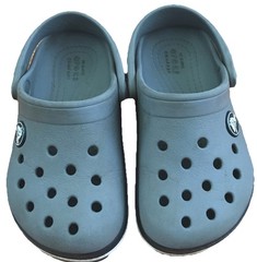 Crocs Iconic Comfort Slip On Back Strap Gray Blue White Sandal Kids Size C 8