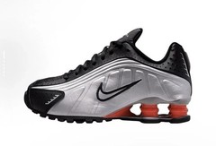 Nike Shox R4 Metallic Silver Black Red Running Shoes Retro CW2626-005 GS Sizes