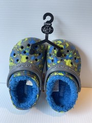 Crocs Kids Blue Green Grey Fleece Lined Shoes New Size C7 EU23-24