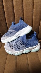 Kids SlipOn Knit Sneakers Shoes Blue White Size US 12.5 EUR 30 Breathable Casual