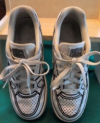 Nike Son of Force Gs Triple White Custom Sharpie, Size 6.5Y/8wms/6.5mens