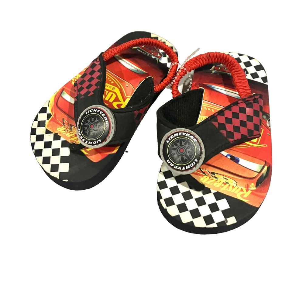 Disney PIXAR Cars Flip Flops Ankle Strap Lightning McQueen Small 5/6 Sandals