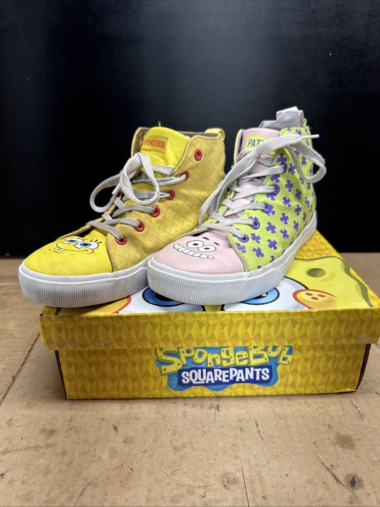 Nickelodeon Spongebob & Patrick Kids High Tops Shoes Fun Cartoon Youth Size 7