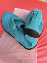 Blue Hook & Loop Strap Athletic Sneakers, Synthetic Low Top, Kids US 8