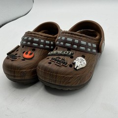 Crocs Star Wars Chewbacca Kids Clog Slippers Brown Fuzzy Lined Size C6