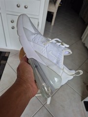 Nike Air Max 270 White Metallic Silver (GS) Shoes 943345-103 Youth Sz 7Y