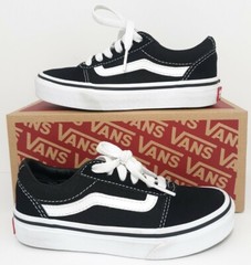Vans Ward Size 12 M Youth Black White Suede Canvas Skateboard Sneaker