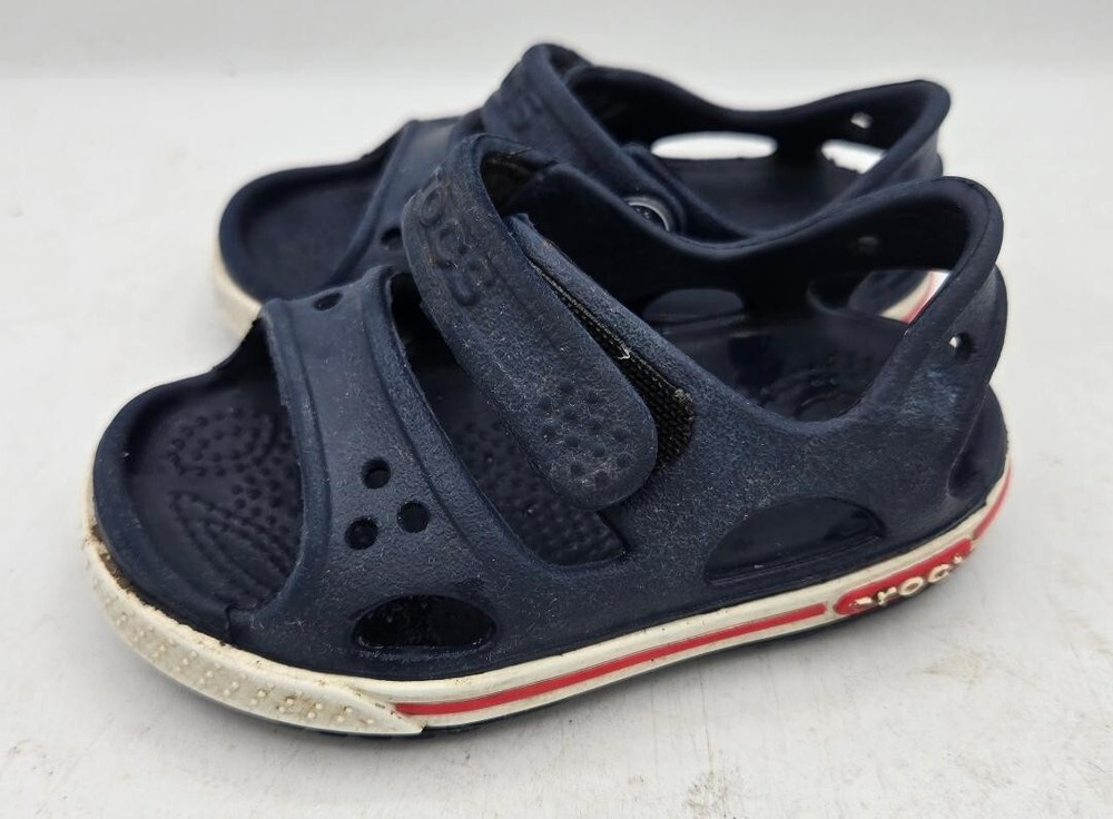 Crocs Kids Crocband II Sandals Navy Blue Size 8C Strappy Red White Size C4