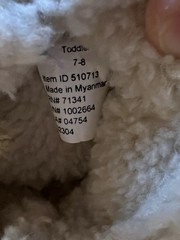 LL Bean Cozy Slipper Booties Sherpa Pile Fleece Suede Toddler Kids 7/8 Ivory