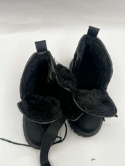 Kids Winter Boots Size 27 Black Faux Leather Fur Lined Warm Snow Shoes Unisex