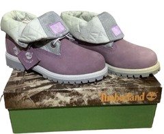 Timberland Roll Top Boots Juniors Size 4.5 Purple Mauve and Gray Model 22954