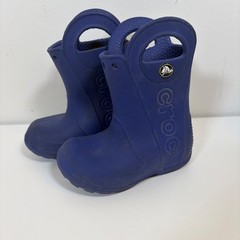 Crocs Kids Handle It Rain Boots Blue Waterproof Pull On C6