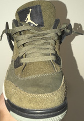 Jordan Air Jordan 4 Suede Mid Top Sneaker Green/Black/White Kids 6.5Y