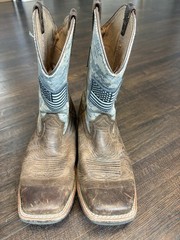Ariat Kids Western Leather Pull-On Boots US 4 Brown Camo Square Toe