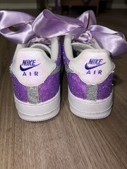 Nike Air Force 1 – 7Y Leather Low Top – Purple and silver Glitter used only once