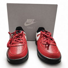 Nike Force 1 Low LV8 5 Lace (PS) Red Black White Leather Kids US 1Y