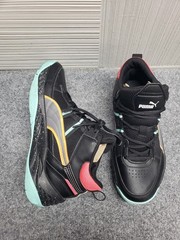 Puma Unisex Juniors Sneaker 7 Black Logo Lace Up Close Toe Basket Athletic Shoe
