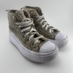 Converse Chuck Taylor All Star Hi Move Platform Sherpa Youth Size 2 Beige White