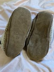 LL Bean Cozy Slipper Booties Sherpa Pile Fleece Suede Toddler Kids 7/8 Ivory
