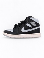 Jordan Air Jordan 1 Mid Top Leather Sneakers Black Gray US 5 Women! BQ6472-007
