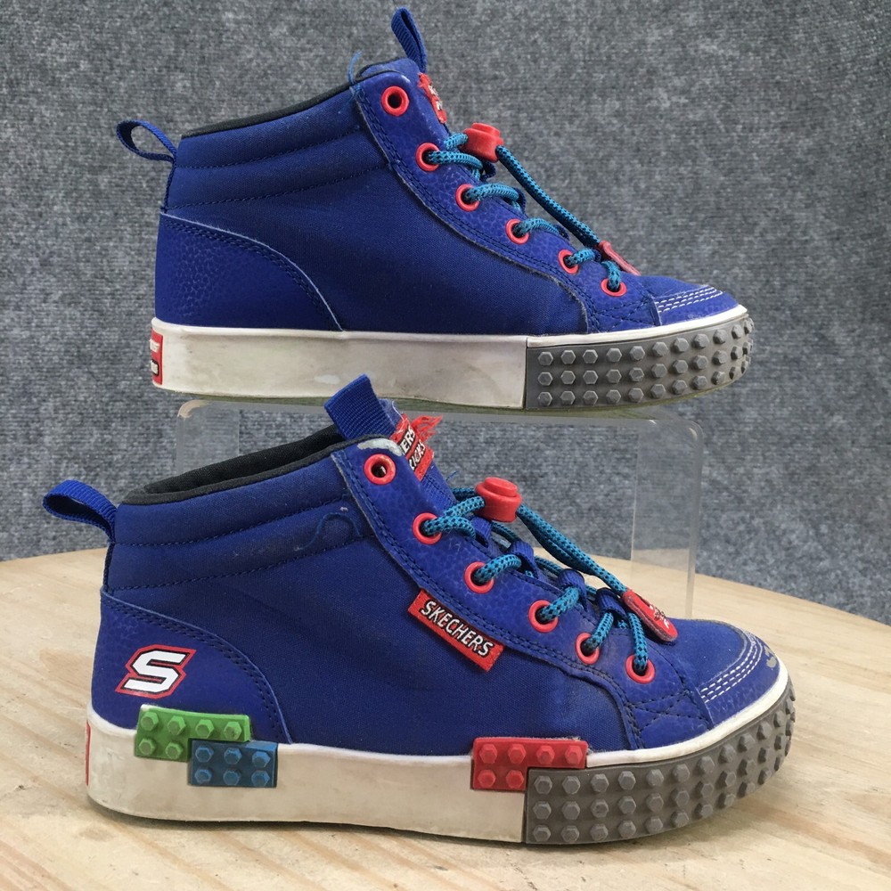 Skechers Kool Brick Kicks Youth 1 Blue Mid Top Lace Up Platform Canvas 402223L