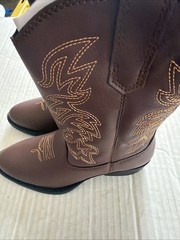 Deer Stags Youth Size 13 M Dark Brown Ranch Faux Leather Cowboy Boots