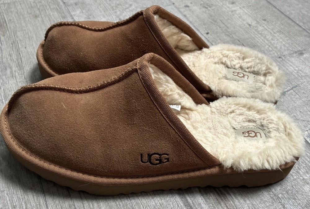 UGG Chestnut Shearling Lined Slides Slippers Kids 6 Women’s 8 Cozy Comfort