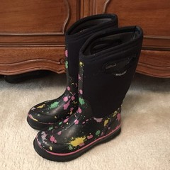 Paint Splatter Insulated Waterproof Snow/Rain Youth/Kids Bogs Sz 3