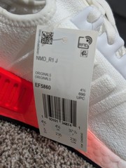 Size 5 Youth Unisex Adidas NMD_R1 J White/Red Lace Up Athletic Shoes EF5860