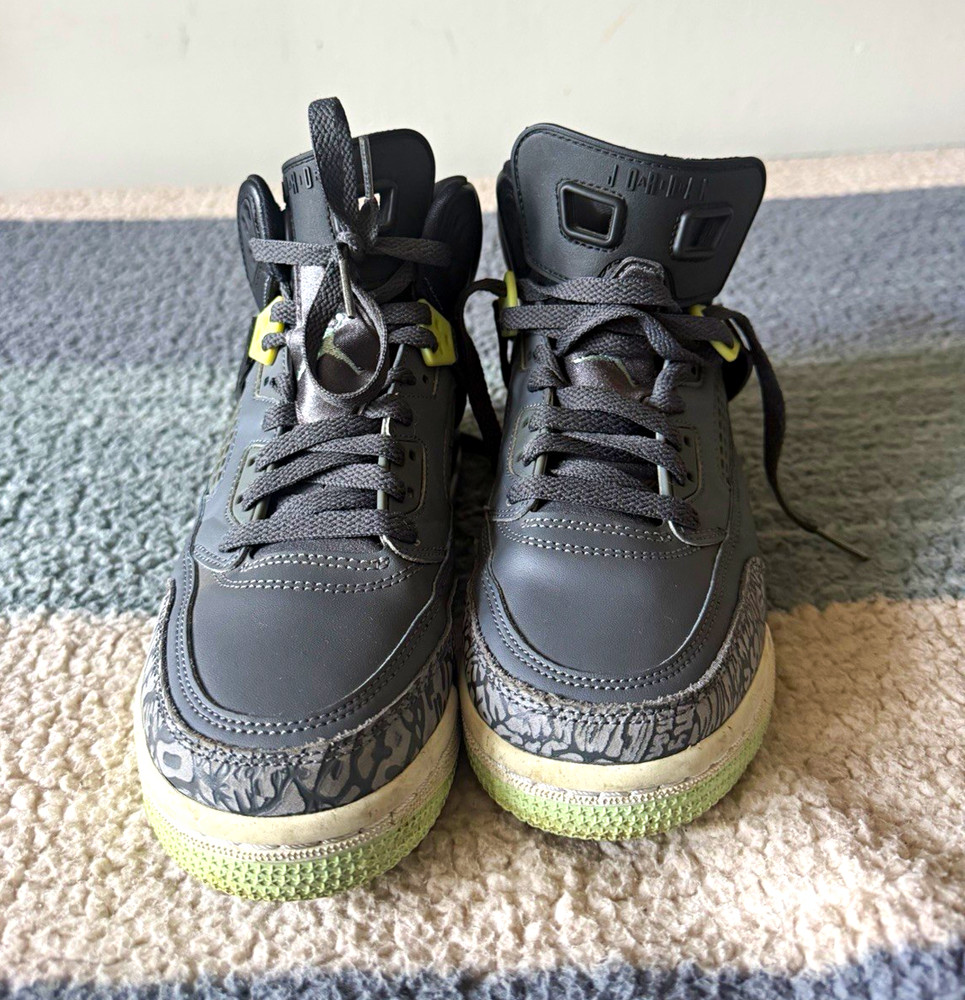 Jordan Air Jordan 4 Mid Top Leather Sneakers Black/Gray/Yellow Kids 7Y