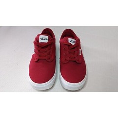 VANS YTH (5-1/2) Red/Burgundy Lace-Up; sidewall graphics OFF THE WALL sneakers.