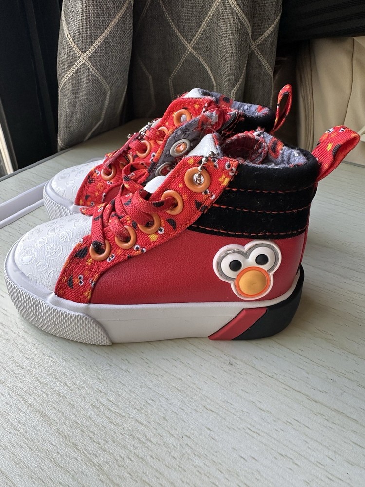 Sesame Workshop Sesame Street Elmo High Top Sneakers Zip Lace Up US 5 Red/White