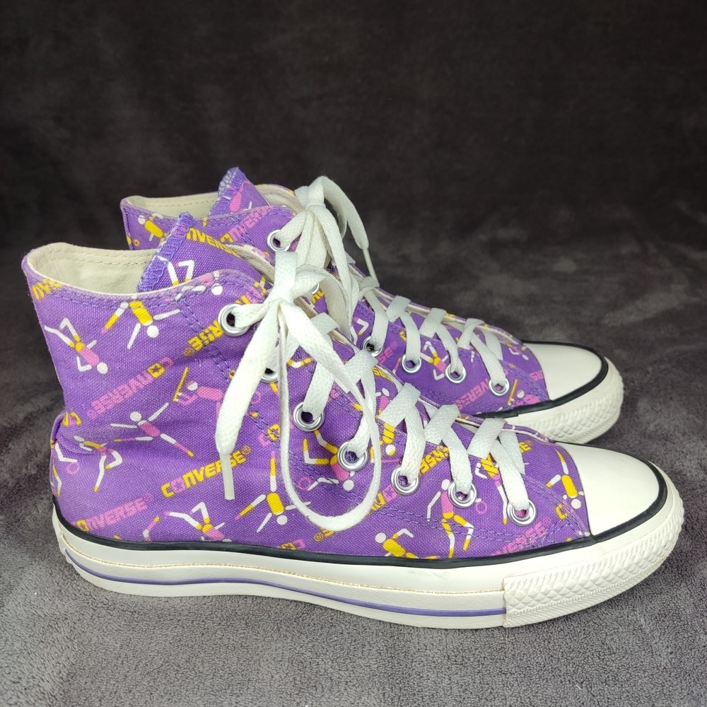 Converse All Star high-top sneakers Purple sports themed graphic Youth Size 4.5