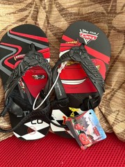 Disney Pixar Lightning Flip Flop Sandals Red Black Kids US 9/10 NEW HTF