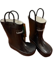 NWT Kid’s Lone Cone Black Rain Boots Size 4 Winter Performance Easy On Handles
